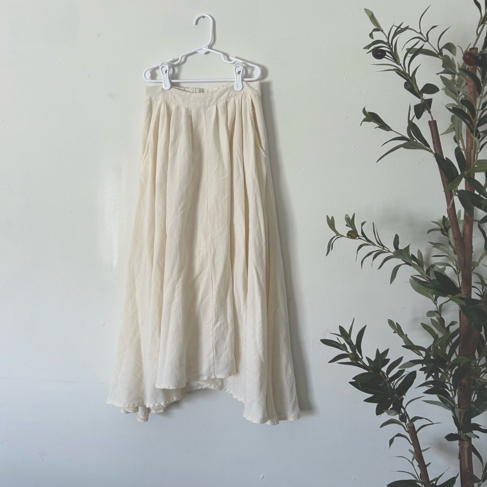 Cream Flowy Midi Skirt